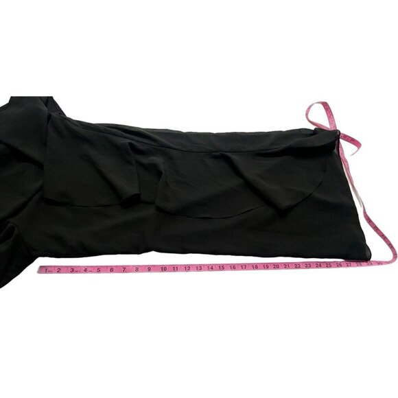 BADGLEY MISCHKA Women Pants Size 12 Black Wide Leg Sheer Chiffon Overlay Formal - Picture 6 of 10